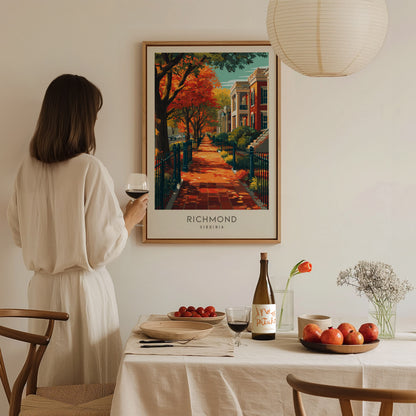 Richmond Matte Border Poster | Virginia Destination Print Travel Wall Art — styled in a modern interior