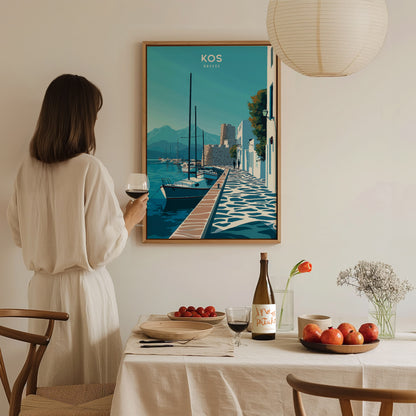 Kos Greece Poster | Aegean Island Harbor Wall Art