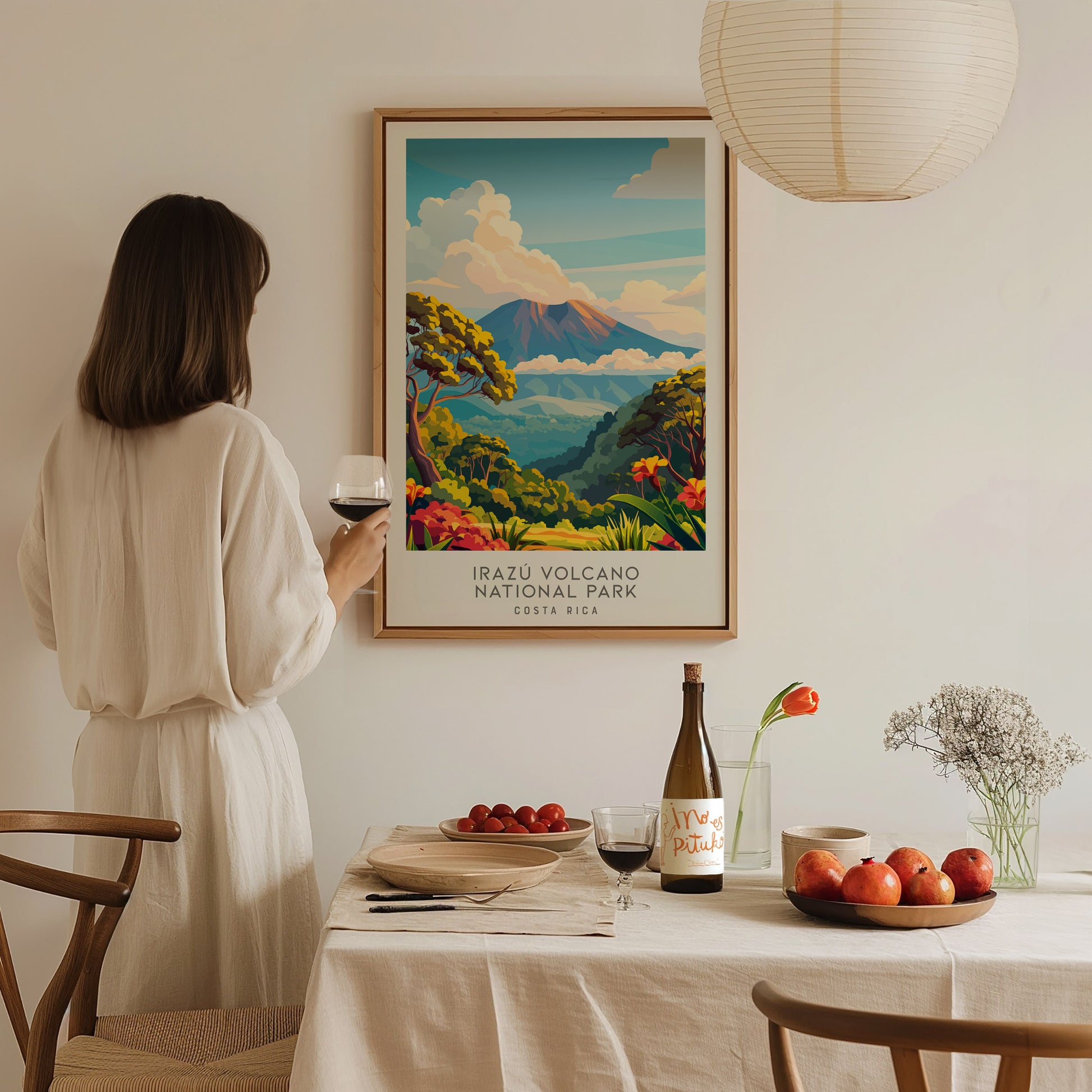 Irazú Volcano National Park Matte Border Poster | Costa Rica Travel Wall Art — styled in a modern interior