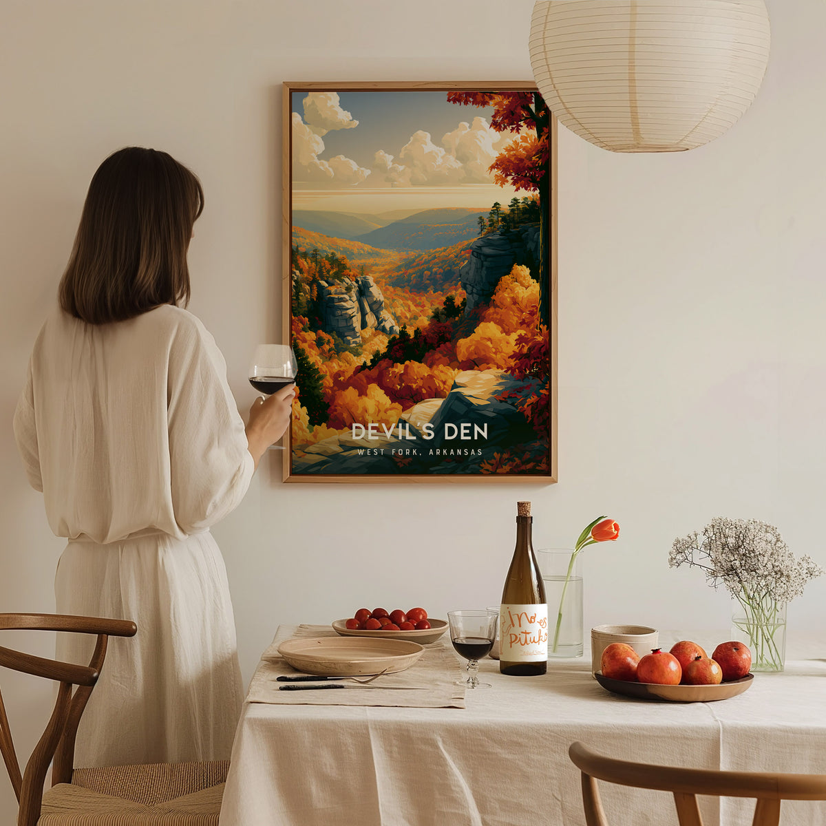 Devil's Den, West Fork, Arkansas Poster | Ozark Forest Cave Explorer Wall Art — styled in a modern interior