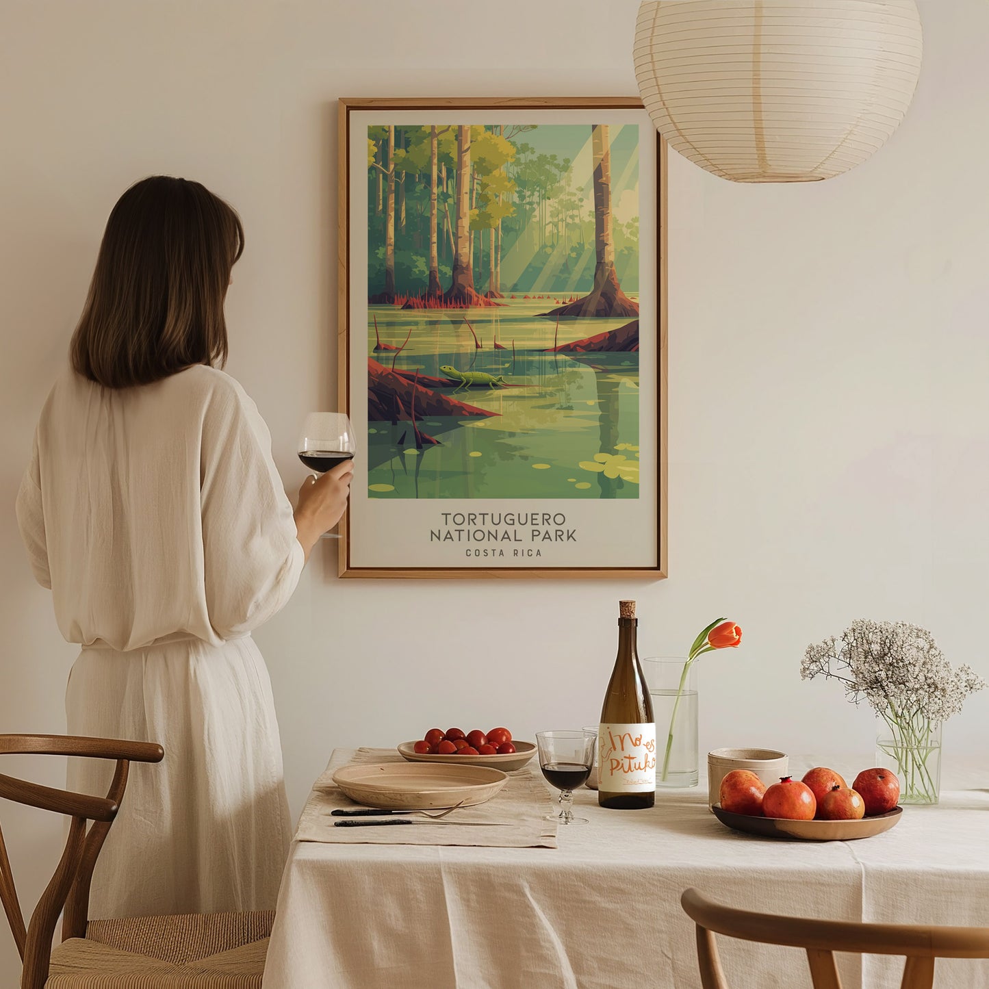 Tortuguero National Park Matte Border Poster | Costa Rica Travel Wall Art — styled in a modern interior