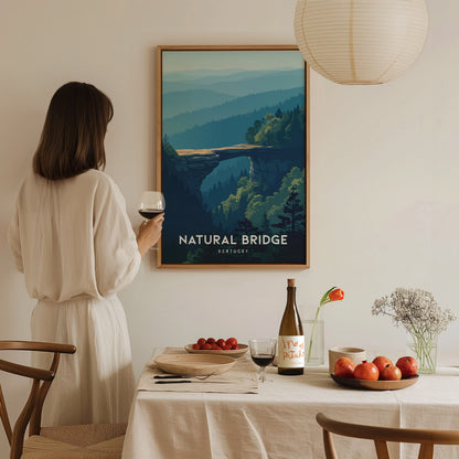 Natural Bridge, Kentucky Poster | Ancient Stone Arch Forest Wall Art — styled in a modern interior