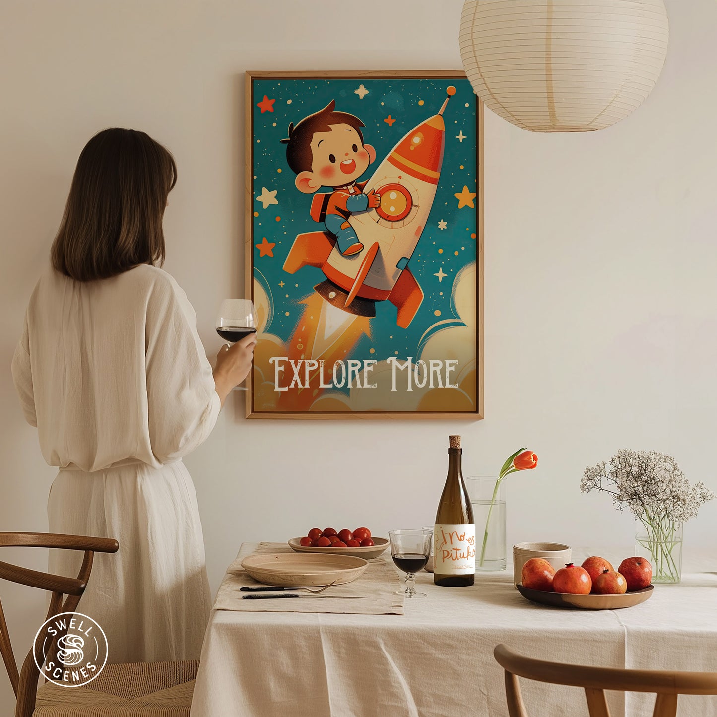 Explore More Poster | Kids Room Astronaut Space Theme Wall Art | Framed or Unframed