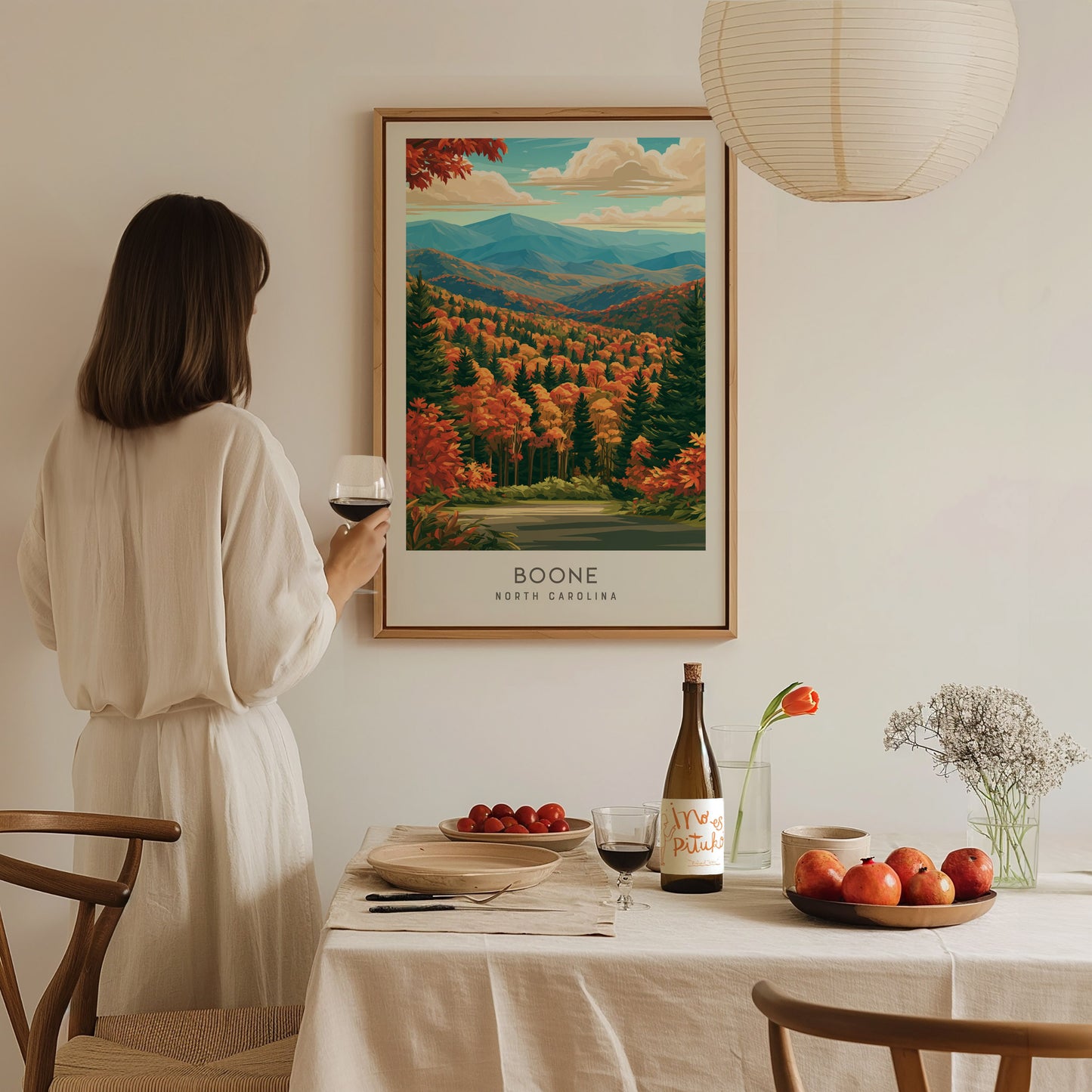 Boone Matte Border Poster | North Carolina Travel Wall Art — styled in a modern interior
