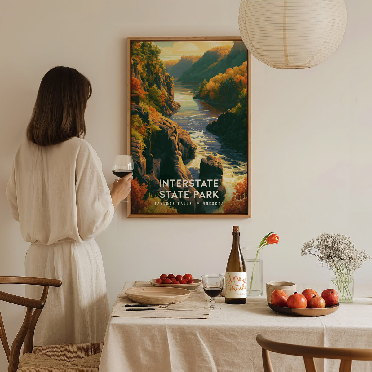 Interstate State Park, Taylors Falls, Minnesota Poster | Rugged River Bluffs Framed or Unframed Wall Art — styled in a modern