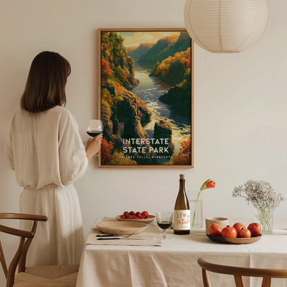 Interstate State Park, Taylors Falls, Minnesota Poster | Rugged River Bluffs Framed or Unframed Wall Art — styled in a modern