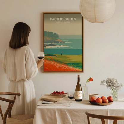 Pacific Dunes, Bandon, Oregon Poster | Links Poster Golfer Gift Wall Art — styled in a modern interior