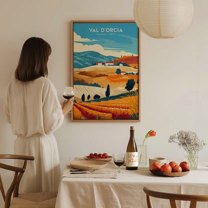 Val d'Orcia Poster | Tuscany Italy Art | Kitchen Wall Decor