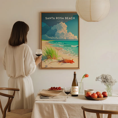 Santa Rosa Beach, Florida Poster | Sugar-White Sands & Dunes Wall Art — styled in a modern interior