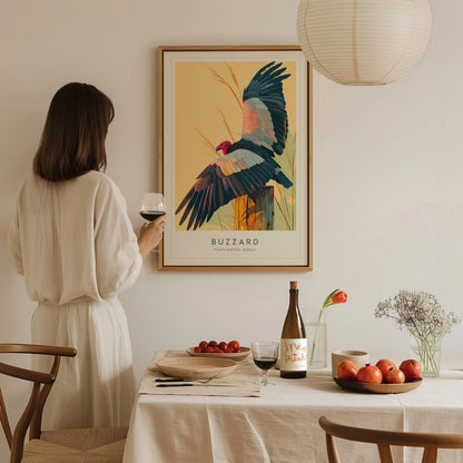 Buzzard, Cathartes aura Poster | Turkey Vulture Bird Wall Art — styled in a modern interior