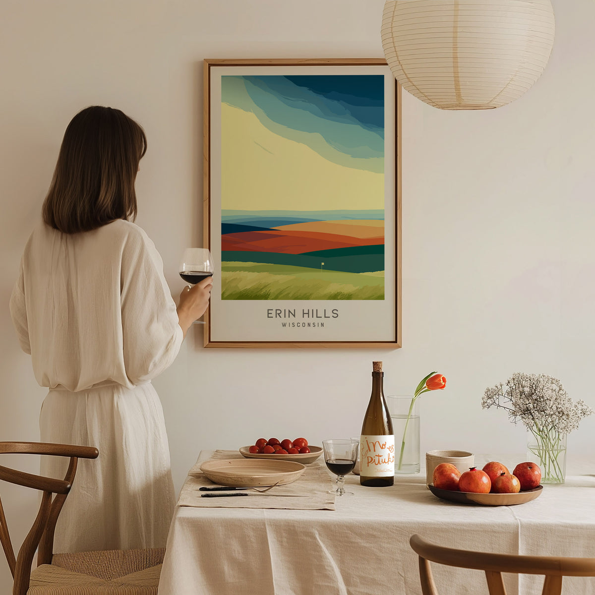 Erin Hills Matte Border Poster | Wisconsin Travel Wall Art — styled in a modern interior