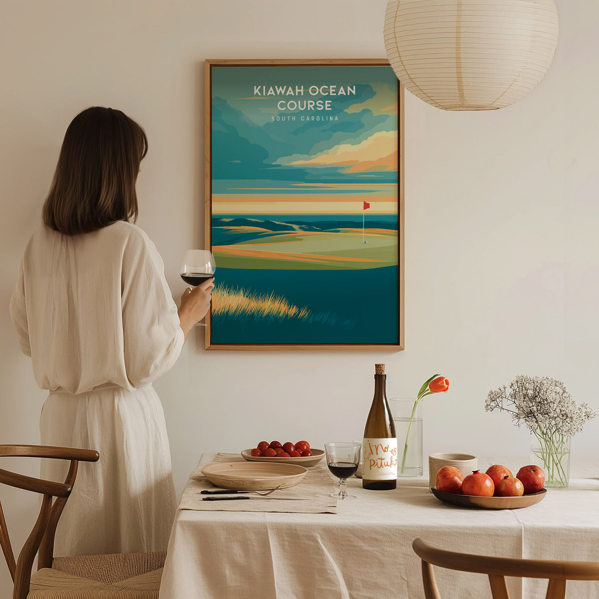 Kiawah Ocean Course, South Carolina Poster | Links Poster & Golfer Gift Wall Art — styled in a modern interior