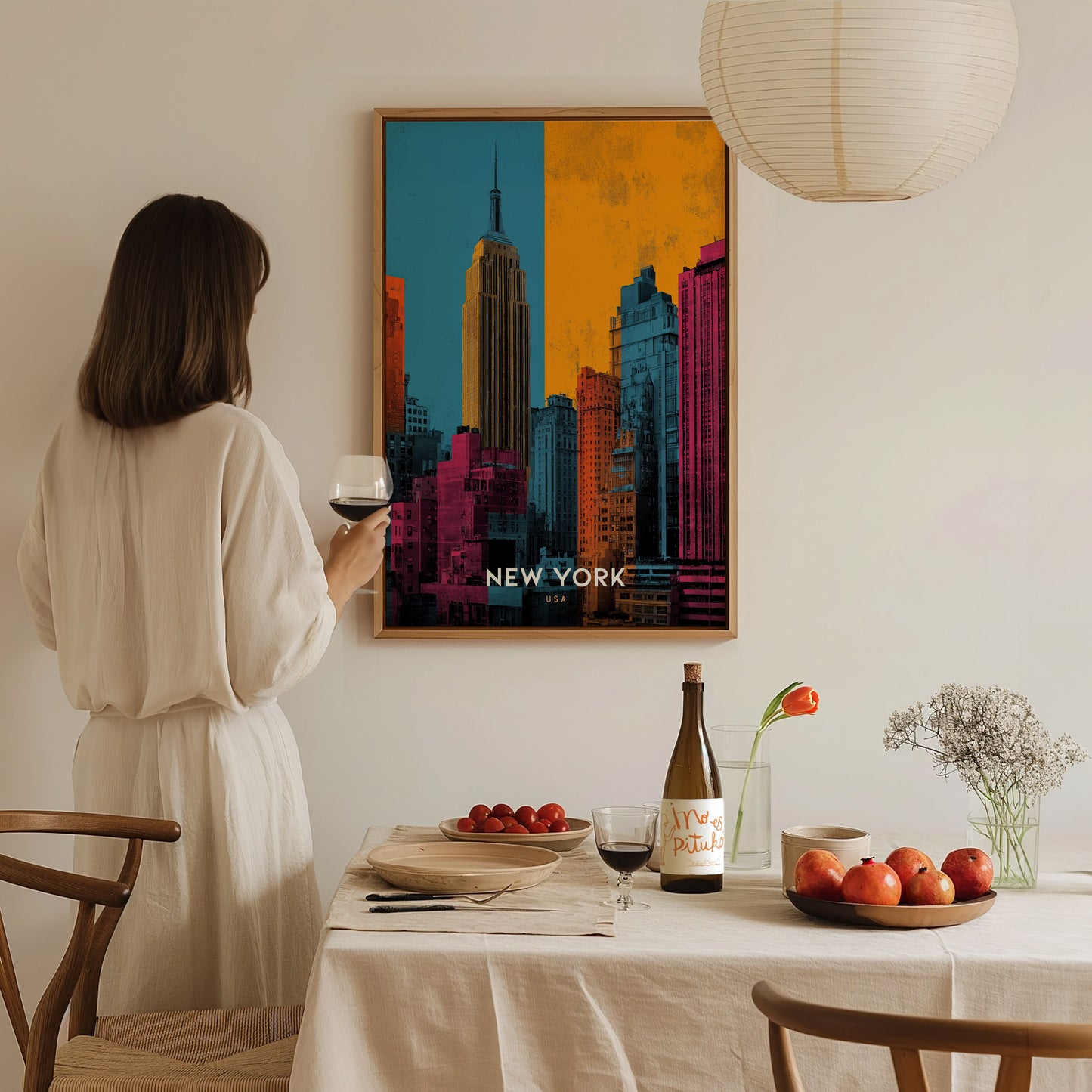 New York City Skyline Poster | Empire State Building Pop Art Print