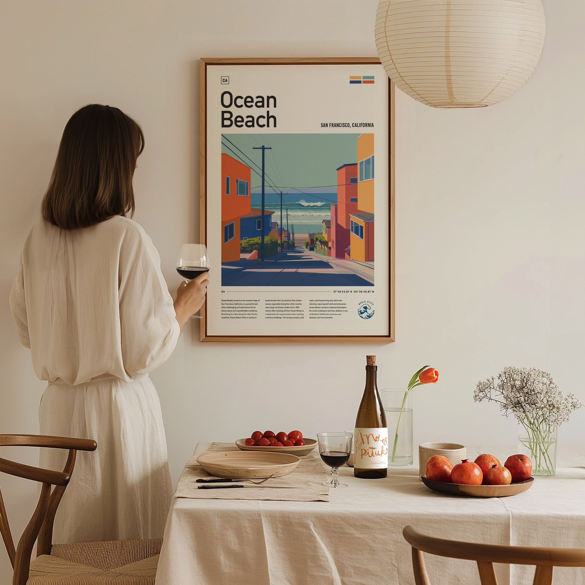 Ocean Beach San Francisco Surf Poster | California Surfer Wall Art Print