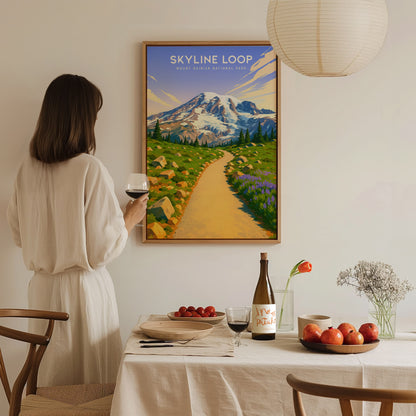Skyline Loop Trail Poster | Mount Rainier Art | Washington Hiking Print