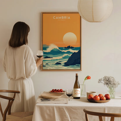 Cambria California Poster | Coastal Sunset Travel Print Wall Art | Framed or Unframed