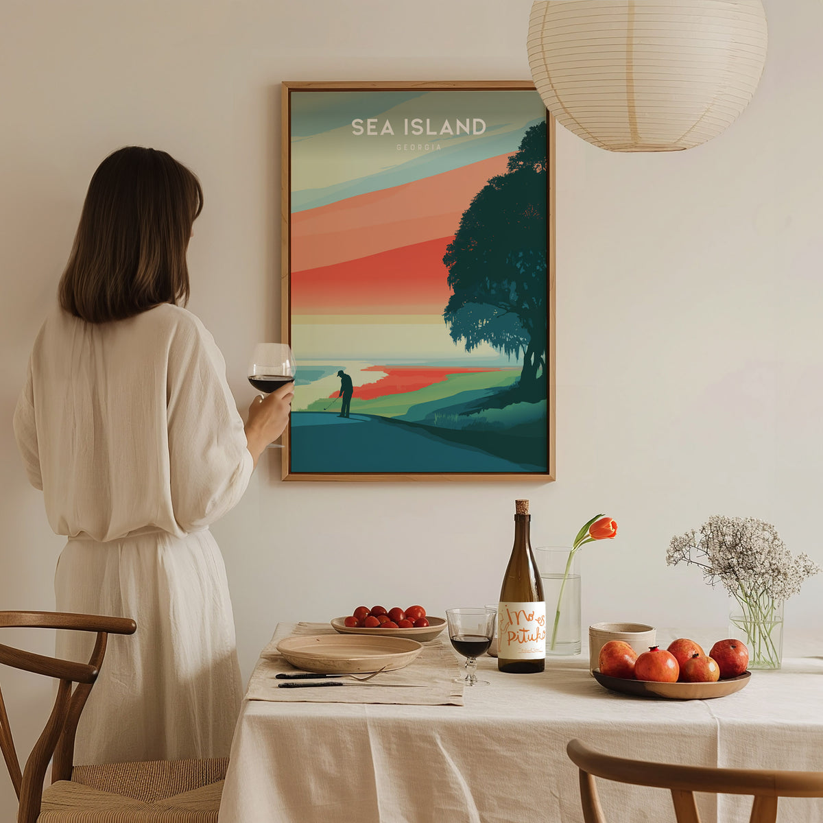 Sea Island, Georgia Poster | Golden Marshes & Fairways Golf Wall Art — styled in a modern interior
