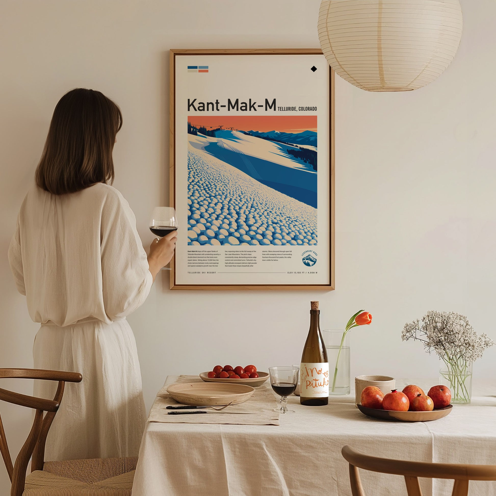 Kant-Mak-M, Telluride Poster | Alpine Ski Run Mountain Wall Art — styled in a modern interior