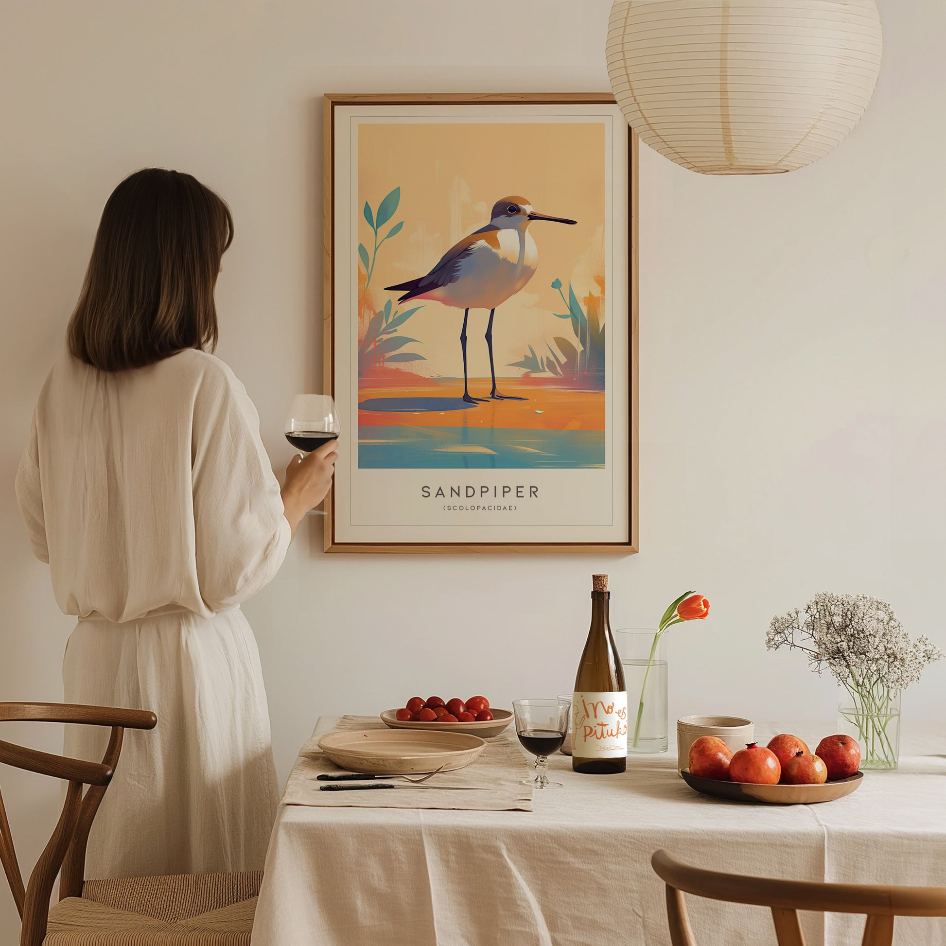 Sandpiper Poster | Beach Bird Art | Coastal Shorebird Wall Print Gift