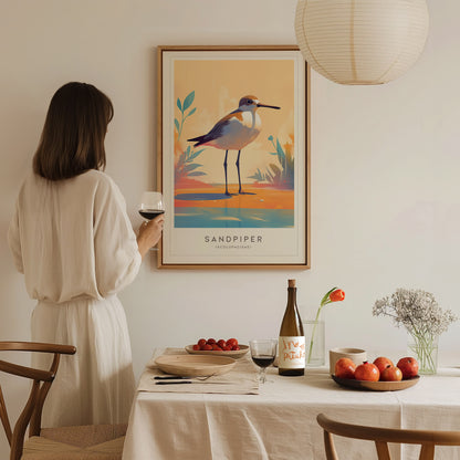 Sandpiper Poster | Beach Bird Art | Coastal Shorebird Wall Print Gift
