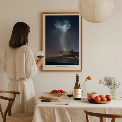 SpaceX CRS-35 Launch Poster | Captured by NASA From Cocoa Beach, Florida Space Photography Wall Art — styled in a modern inte