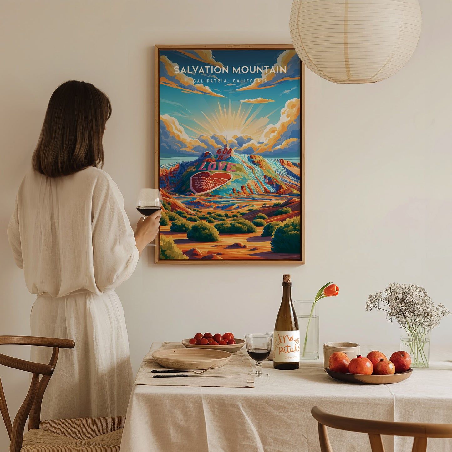 Salvation Mountain, California Poster | Colorful Desert Folk Art Wall Art — styled in a modern interior