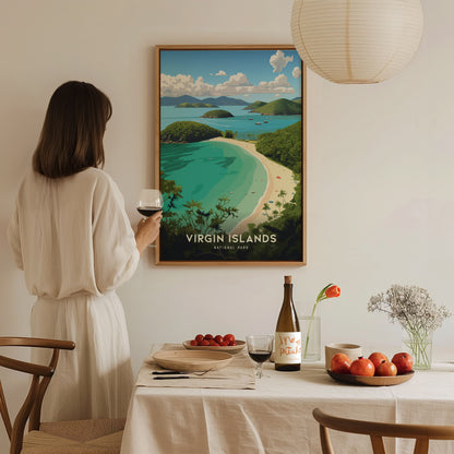 Virgin Islands National Park Poster | Trunk Bay Beach Art | Framed or Unframed