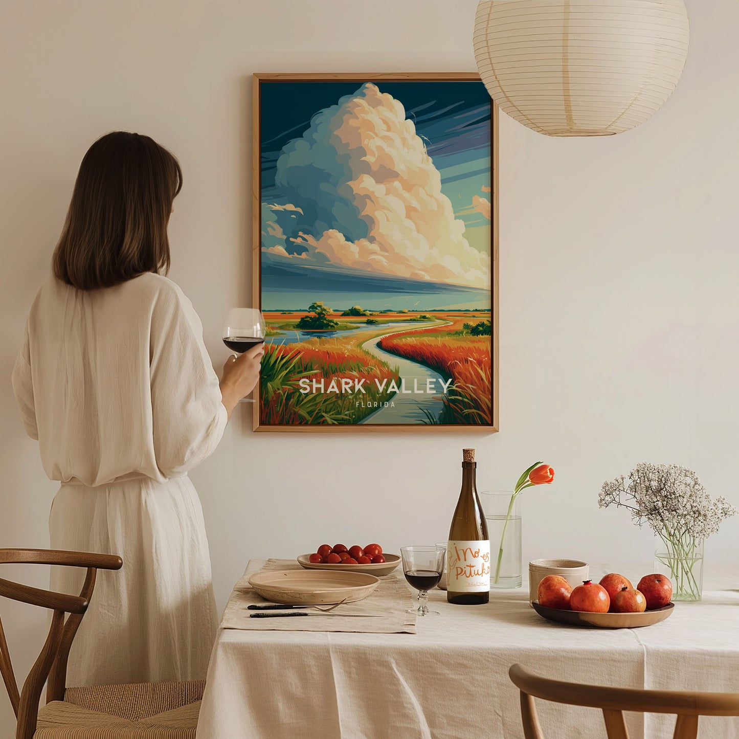 Shark Valley, Florida Poster | Everglades Alligator & Wetlands Wall Art — styled in a modern interior