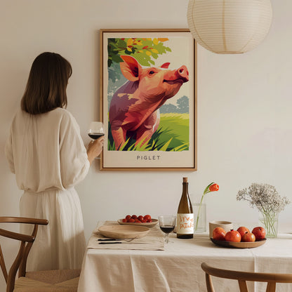 Piglet, Sus scrofa domesticus Poster | Adorable Farm Wildlife Nature Poster Wall Art — styled in a modern interior