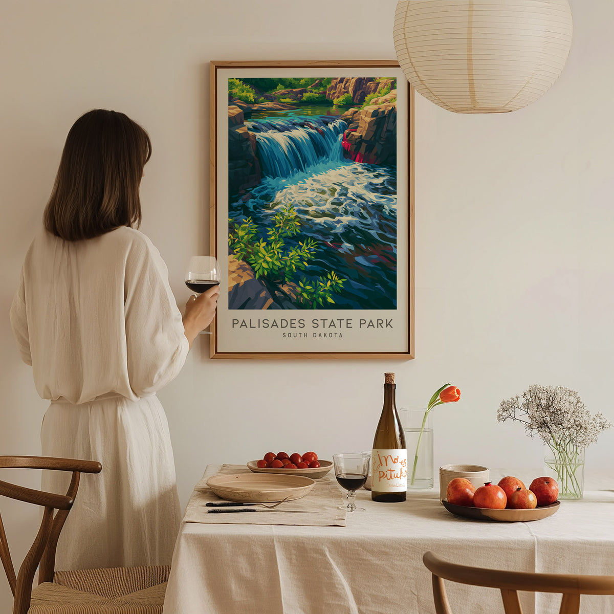Palisades State Park Matte Border Poster | South Dakota Destination Print Travel Wall Art — styled in a modern interior