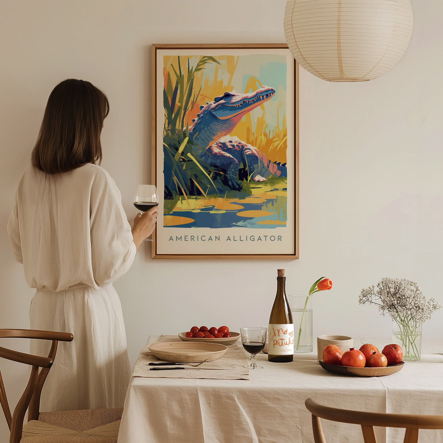 American Alligator Poster | Florida Wildlife Modern Art | Lake House Decor | Framed or Unframed