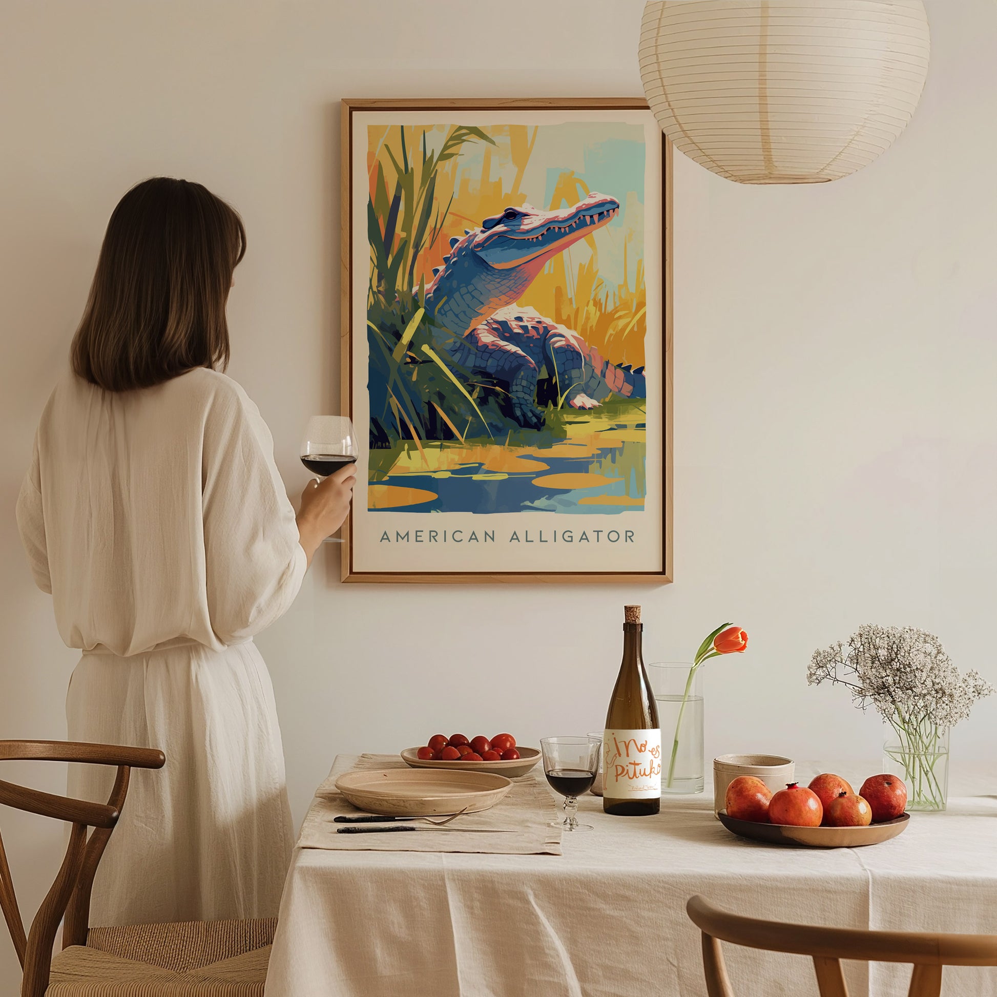 American Alligator Poster | Florida Wildlife Modern Art | Lake House Decor | Framed or Unframed