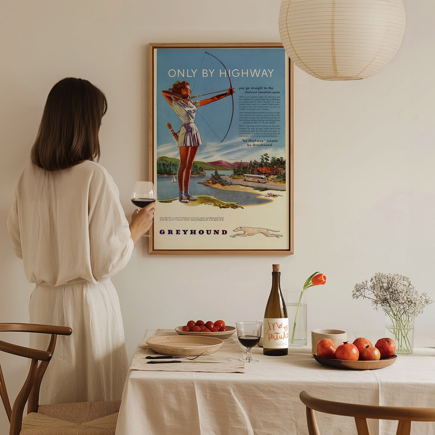 Vintage Greyhound Poster | 1940s Bus Travel Art | Framed or Unframed