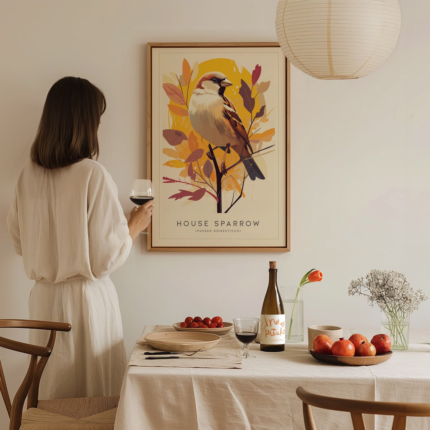 House Sparrow Poster | Passer domesticus Audubon Bird Wall Art