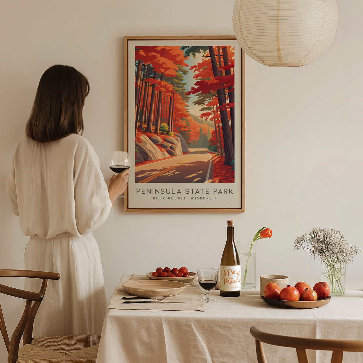 Peninsula State Park Matte Border Poster | Door County, Wisconsin Destination Print — styled in a modern interior