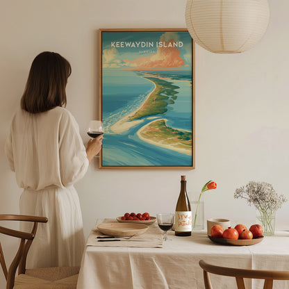 Keewaydin Island, Florida Poster | Secluded Beach & Coastal Decor Wall Art — styled in a modern interior