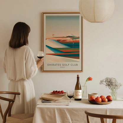 Emirates Golf Club Matte Border Poster | Dubai Golf Course Print & Country Club Decor — styled in a modern interior