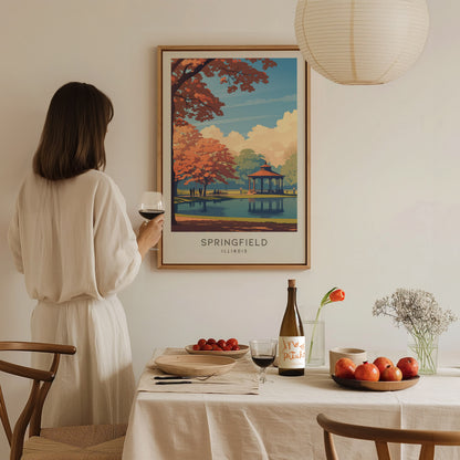 Springfield Matte Border Poster | Illinois Travel Wall Art — styled in a modern interior