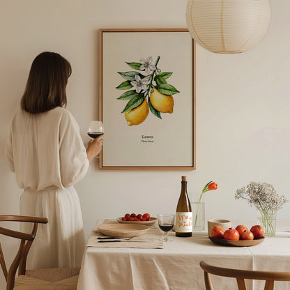Botanical Lemon Poster | Citrus x Limon Framed Wall Art — styled in a modern interior