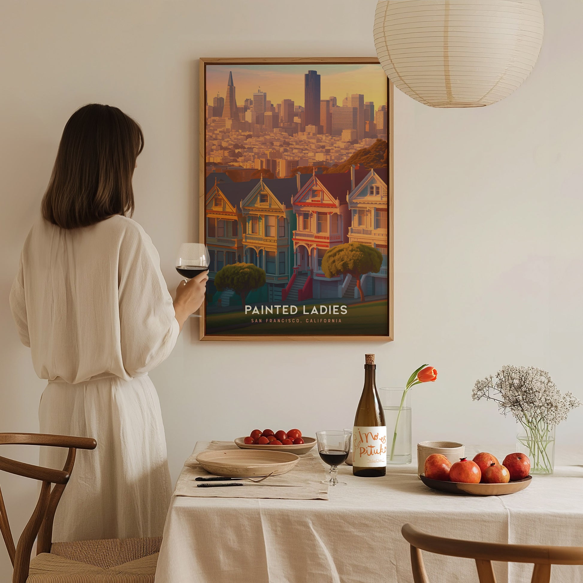 Painted Ladies San Francisco Poster | Alamo Square Victorian Wall Art Print