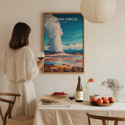 Golden Circle, Iceland Poster | Geysers & Waterfalls Nordic Wall Art — styled in a modern interior
