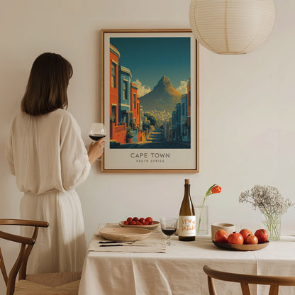 Cape Town Matte Border Poster | South Africa Destination Print Travel Wall Art — styled in a modern interior
