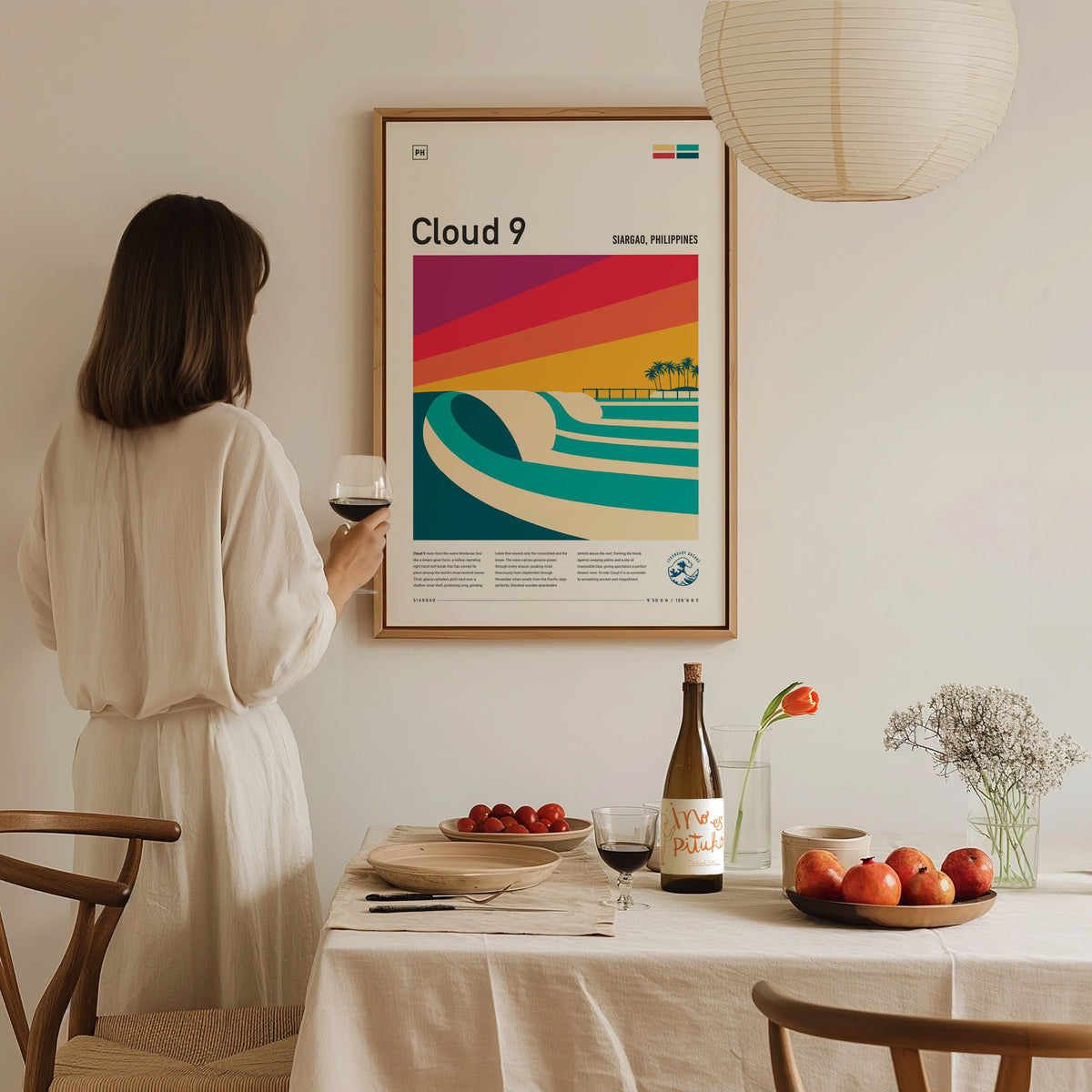 Cloud 9, Siargao, Philippines Poster | Tropical Surf Wall Art — styled in a modern interior