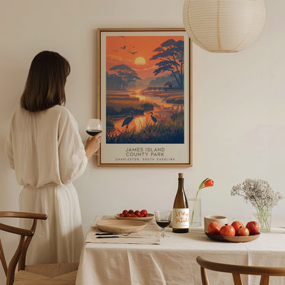 James Island County Park Matte Border Poster | Charleston, South Carolina Beach House Decor — styled in a modern interior