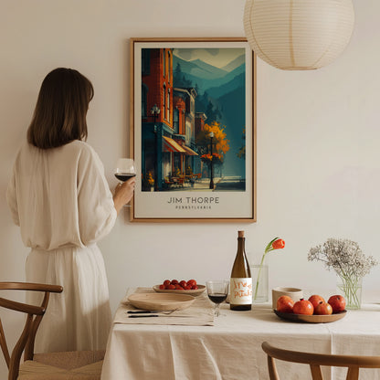 Jim Thorpe Matte Border Poster | Pennsylvania Destination Print Travel Wall Art — styled in a modern interior