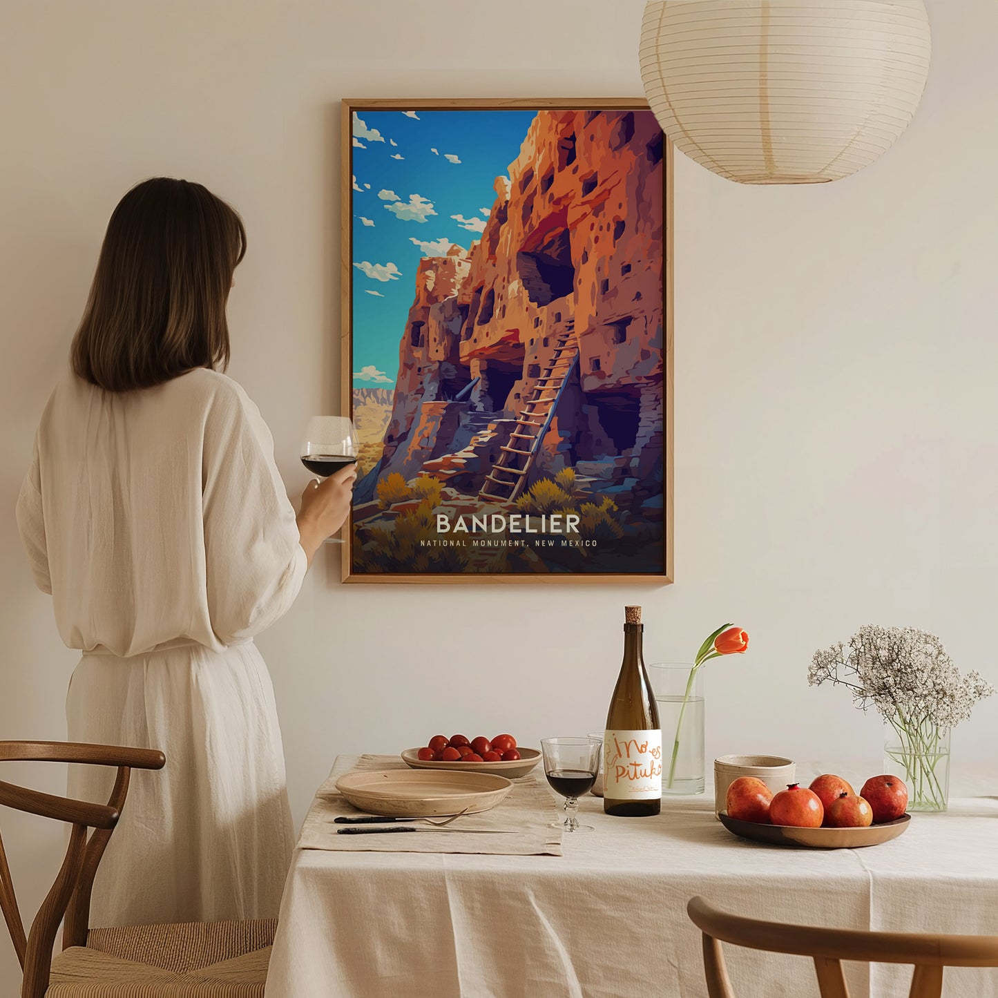 Bandelier National Monument Poster | New Mexico Pueblo Ruins Southwest Wall Art | Framed or Unframed