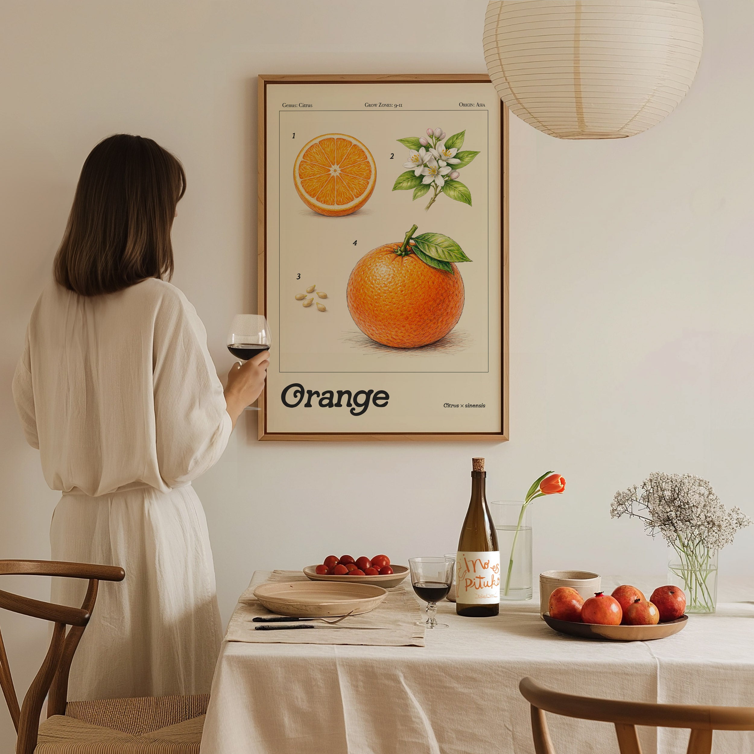 Orange Botanical Wall Art | Vintage Citrus Illustration Print