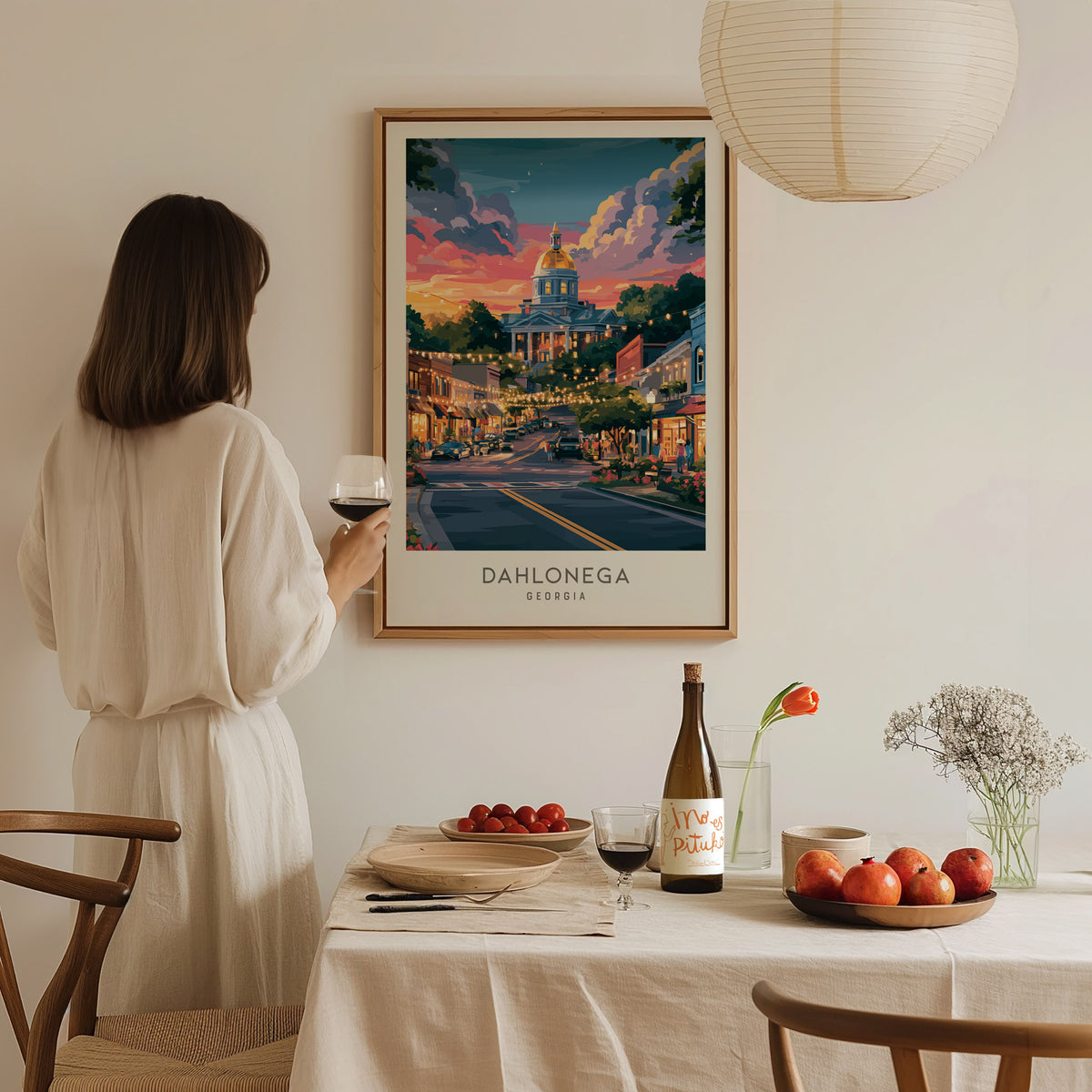 Dahlonega Matte Border Poster | Georgia Destination Print Travel Wall Art — styled in a modern interior