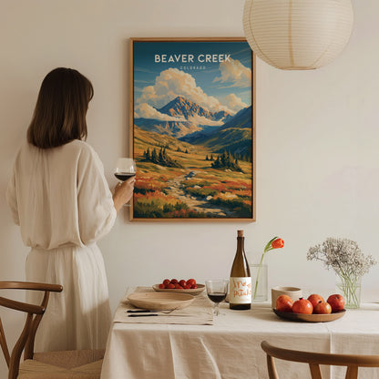 Beaver Creek, Colorado Poster | Alpine Village & Ski Mountain Wall Art — styled in a modern interior