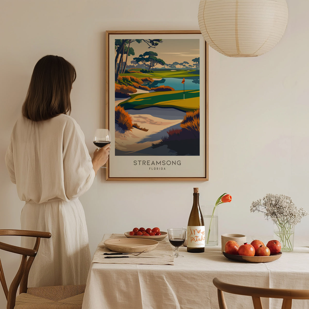 Streamsong Matte Border Poster | Florida Golf Course Print & Country Club Decor — styled in a modern interior